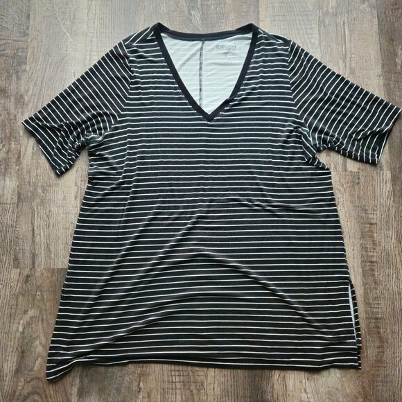 Torrid Stripe Favorite Tunic Super Soft V-Neck Side Slit Tee - Picture 1 of 3